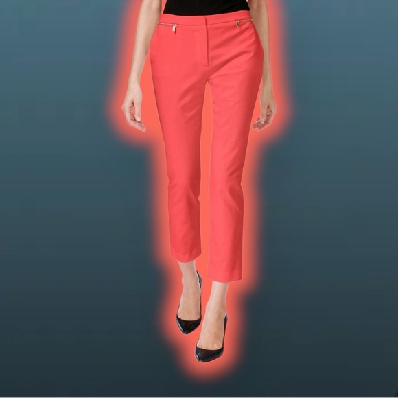 NWOT Calvin Klein ‘Women’s Zip-Detail Ankle Pants’ in Tomato Red / Orange 16 - Picture 1 of 9